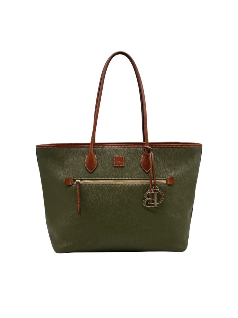 Dooney & Bourke Olive Green Pebbled Leather Tote Bag
